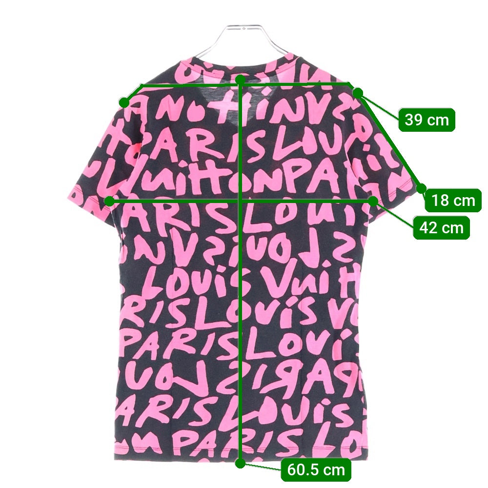 LOUIS VUITTON(ルイヴィトン) 09SS グラフティ Vネックロゴプリント半袖Tシャツ カットソー ブラック/ピンク RW091T WOTS09JES