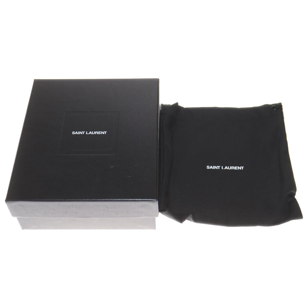 SAINT LAURENT PARIS(サンローランパリ) カサンドラ Vステッチ 3つ折り財布 コンパクトウォレット コインケース ブラック レザー ゴールド金具