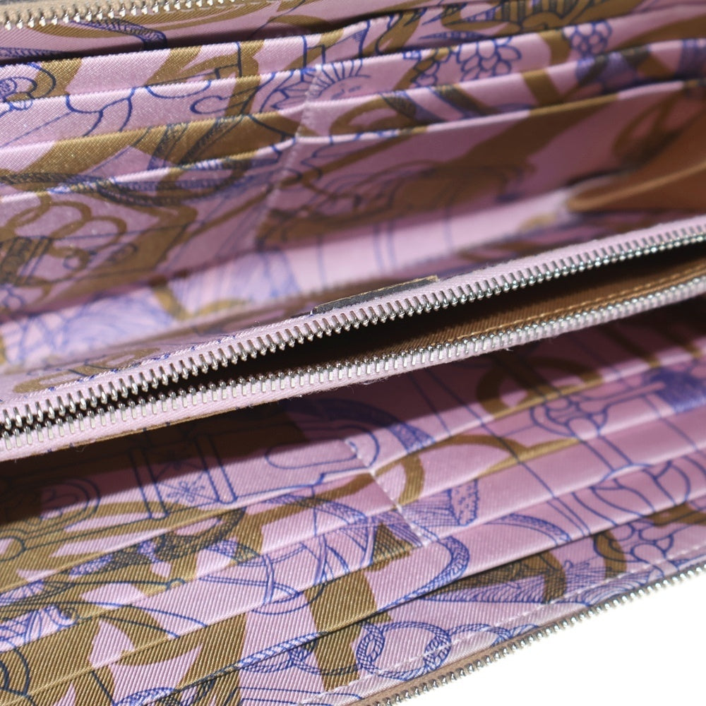 HERMES(エルメス) アザップロング シルクイン ロングウォレット 長財布 カードケース ベージュ系 エプソン U刻印 シルバー金具