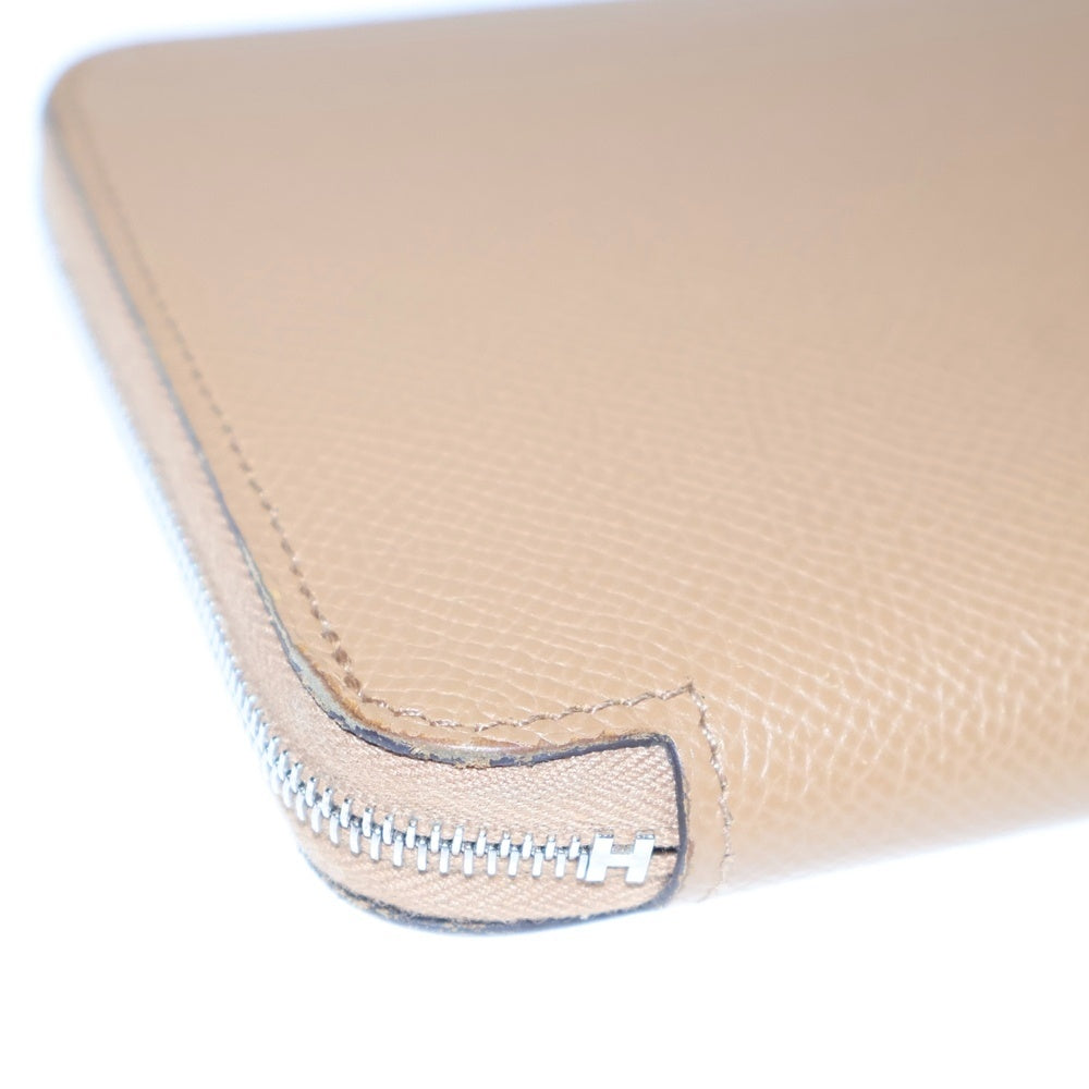 HERMES(エルメス) アザップロング シルクイン ロングウォレット 長財布 カードケース ベージュ系 エプソン U刻印 シルバー金具