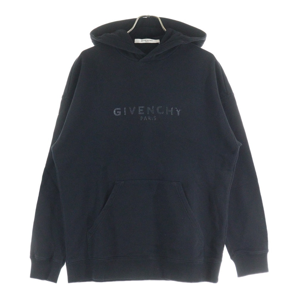 GIVENCHY(ジバンシィ) クラックロゴ プリント プルオーバー スウェットパーカー フーディー ブラック BMJ04C30AF