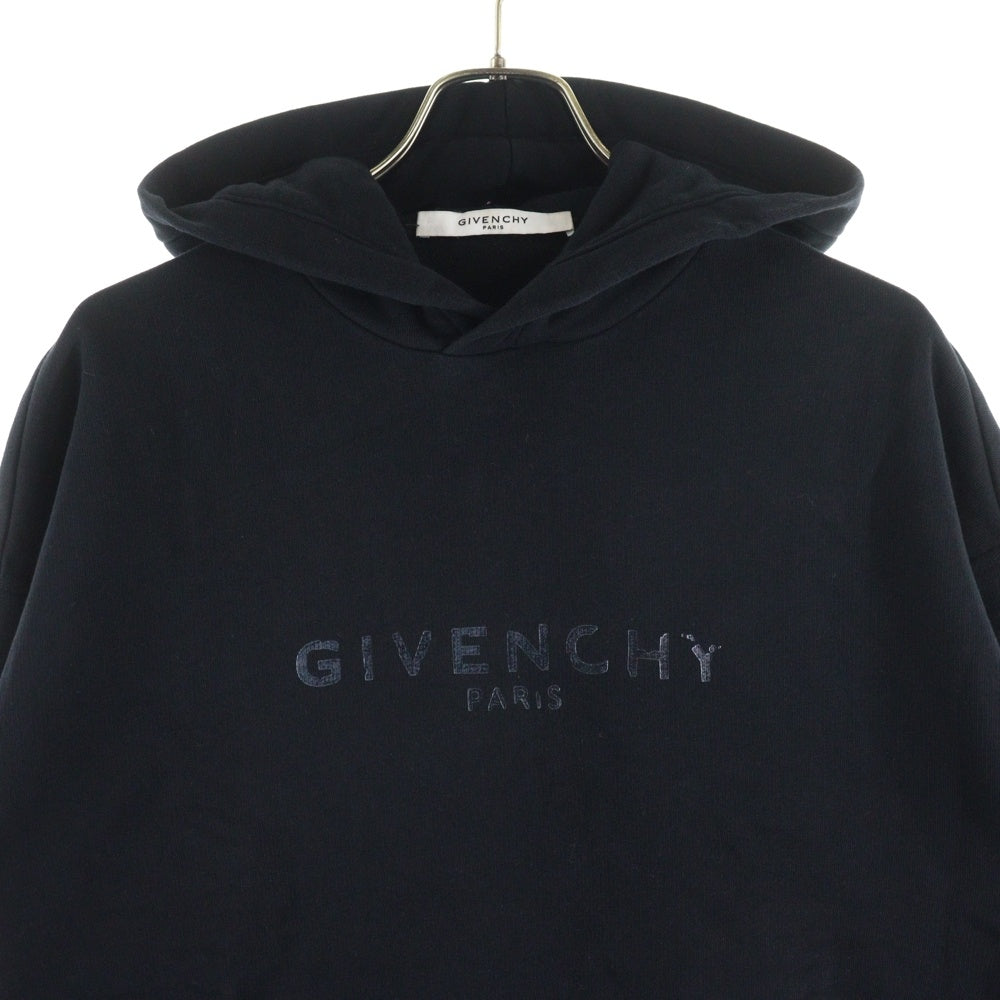 GIVENCHY(ジバンシィ) クラックロゴ プリント プルオーバー スウェットパーカー フーディー ブラック BMJ04C30AF