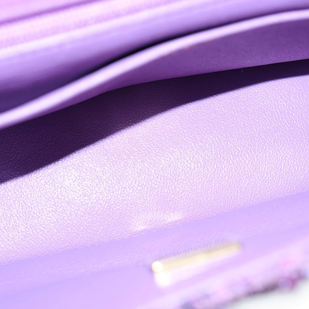 CHANEL(シャネル) ミニマトラッセ20 Sフラップ Sチェーン ショルダーバッグ ハンドバッグ チェーンバッグ パープル ツイード ゴールド金具