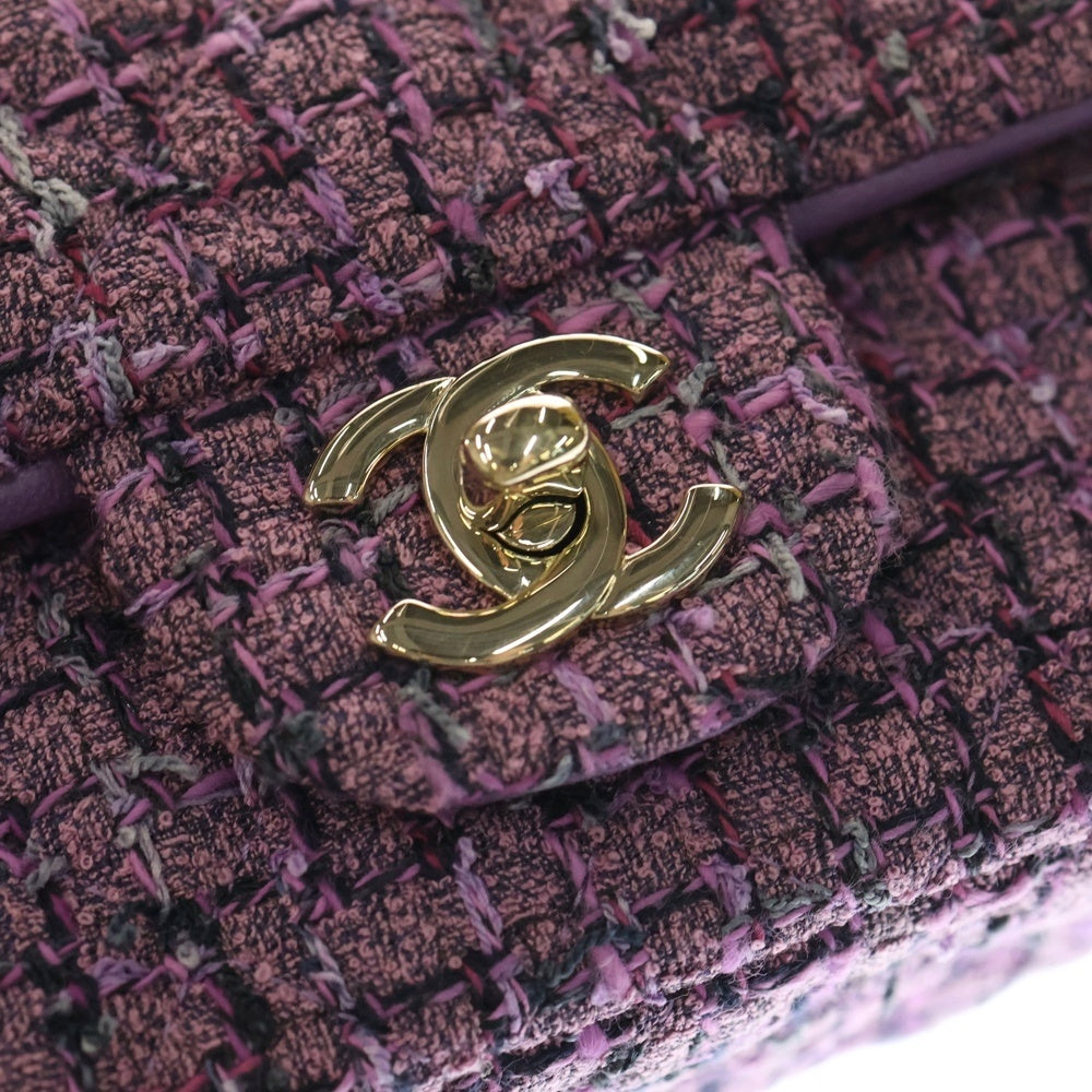 CHANEL(シャネル) ミニマトラッセ20 Sフラップ Sチェーン ショルダーバッグ ハンドバッグ チェーンバッグ パープル ツイード ゴールド金具