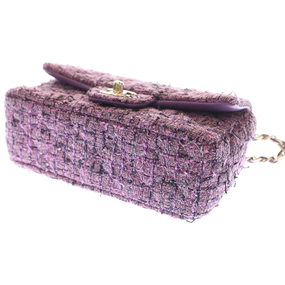 CHANEL(シャネル) ミニマトラッセ20 Sフラップ Sチェーン ショルダーバッグ ハンドバッグ チェーンバッグ パープル ツイード ゴールド金具