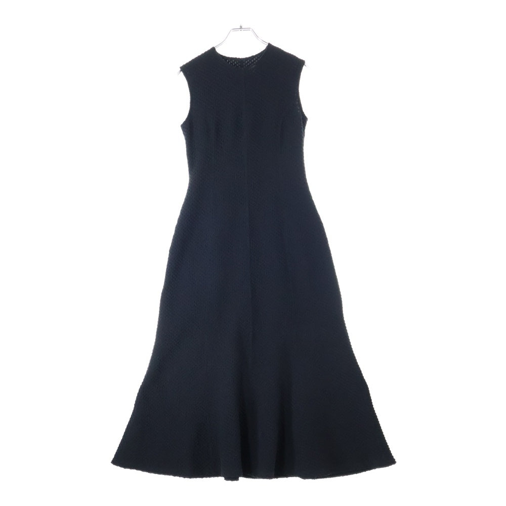 Mame Kurogouchi(マメ クロゴウチ) 25SS Shirring Jersey Jacquard Sleeveless Dress ノースリーブワンピースドレス ブラック MM25SS-JS026