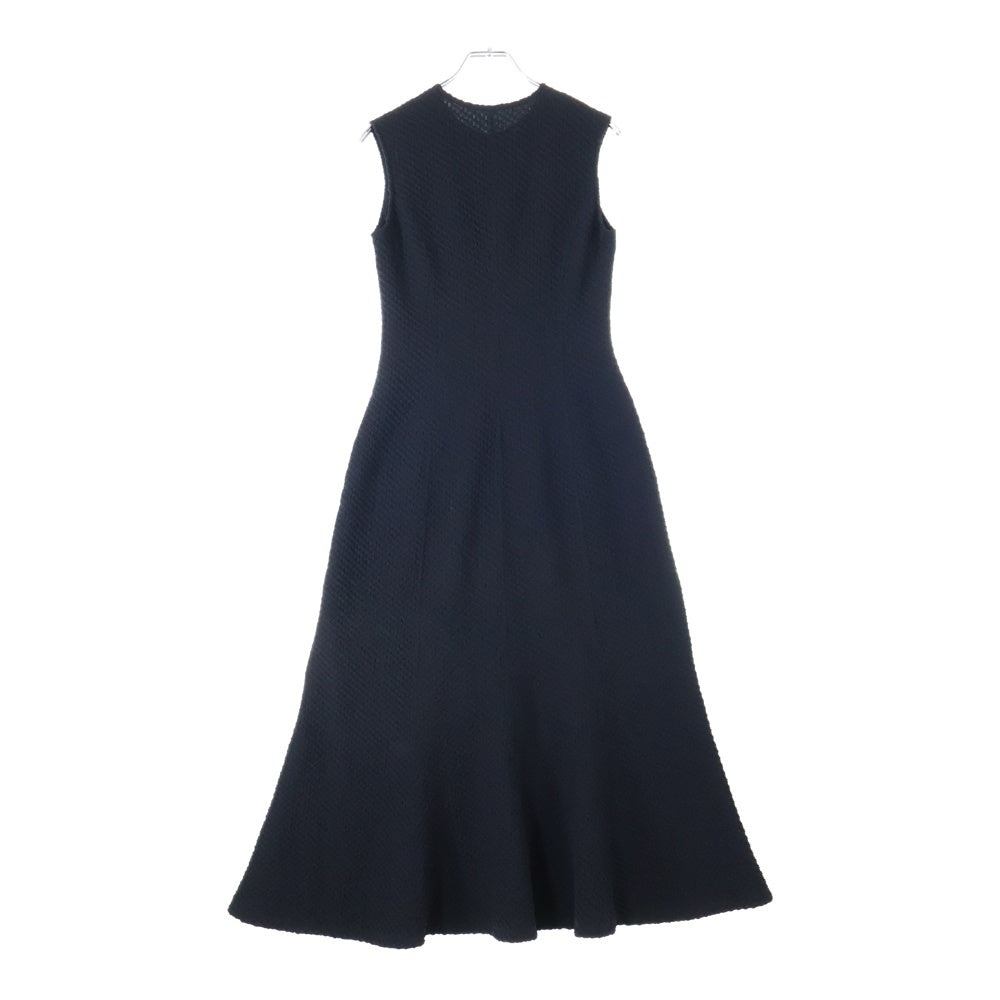 Mame Kurogouchi(マメ クロゴウチ) 25SS Shirring Jersey Jacquard Sleeveless Dress ノースリーブワンピースドレス ブラック MM25SS-JS026