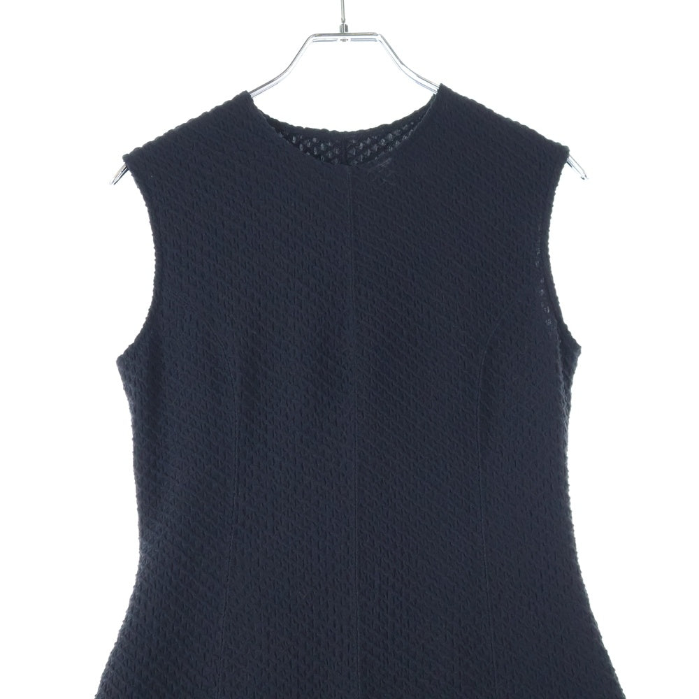 Mame Kurogouchi(マメ クロゴウチ) 25SS Shirring Jersey Jacquard Sleeveless Dress ノースリーブワンピースドレス ブラック MM25SS-JS026