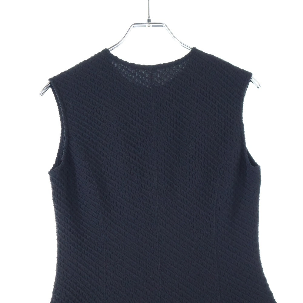 Mame Kurogouchi(マメ クロゴウチ) 25SS Shirring Jersey Jacquard Sleeveless Dress ノースリーブワンピースドレス ブラック MM25SS-JS026