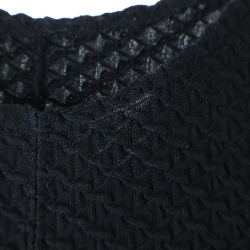 Mame Kurogouchi(マメ クロゴウチ) 25SS Shirring Jersey Jacquard Sleeveless Dress ノースリーブワンピースドレス ブラック MM25SS-JS026