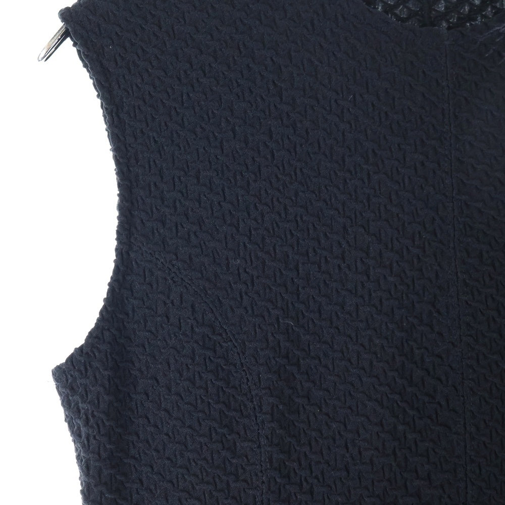 Mame Kurogouchi(マメ クロゴウチ) 25SS Shirring Jersey Jacquard Sleeveless Dress ノースリーブワンピースドレス ブラック MM25SS-JS026