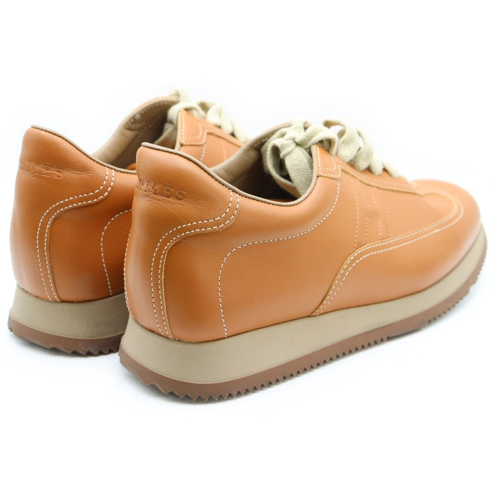 HERMES(エルメス) クイック Hロゴ レザー レースアップ ローカットシューズ スニーカー ブラウン レディース