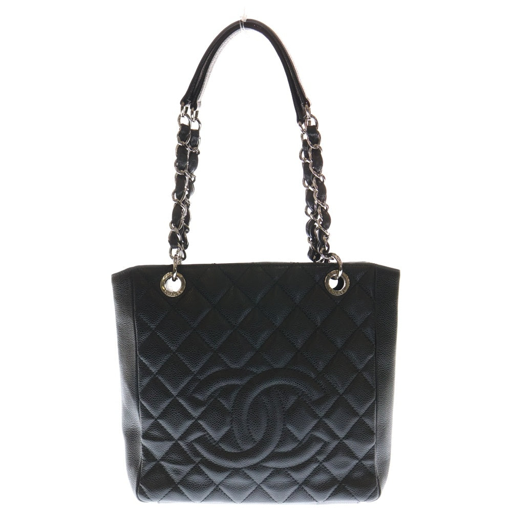 CHANEL(シャネル) GST ココマーク マトラッセ キャビアスキン レザーチェーントートバッグ ブラック SV金具 A50995