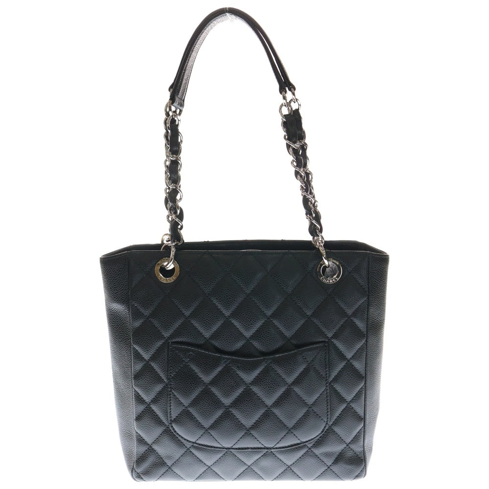 CHANEL(シャネル) GST ココマーク マトラッセ キャビアスキン レザーチェーントートバッグ ブラック SV金具 A50995