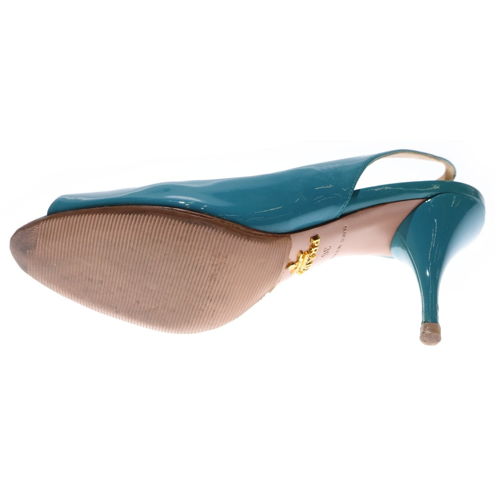 PRADA(プラダ) パテントレザー オープントゥ ヒール ストラップ サンダル シューズ ライトブルー レディース