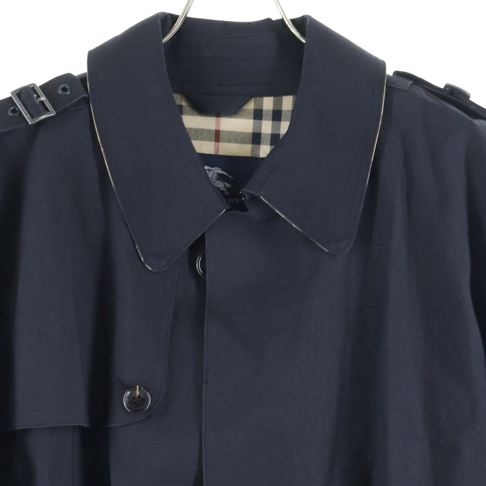 BURBERRY LONDON(バーバリーロンドン) 裏地ノバチェック 比翼ボタン コットン トレンチ ロング コート ブラック/ベージュ