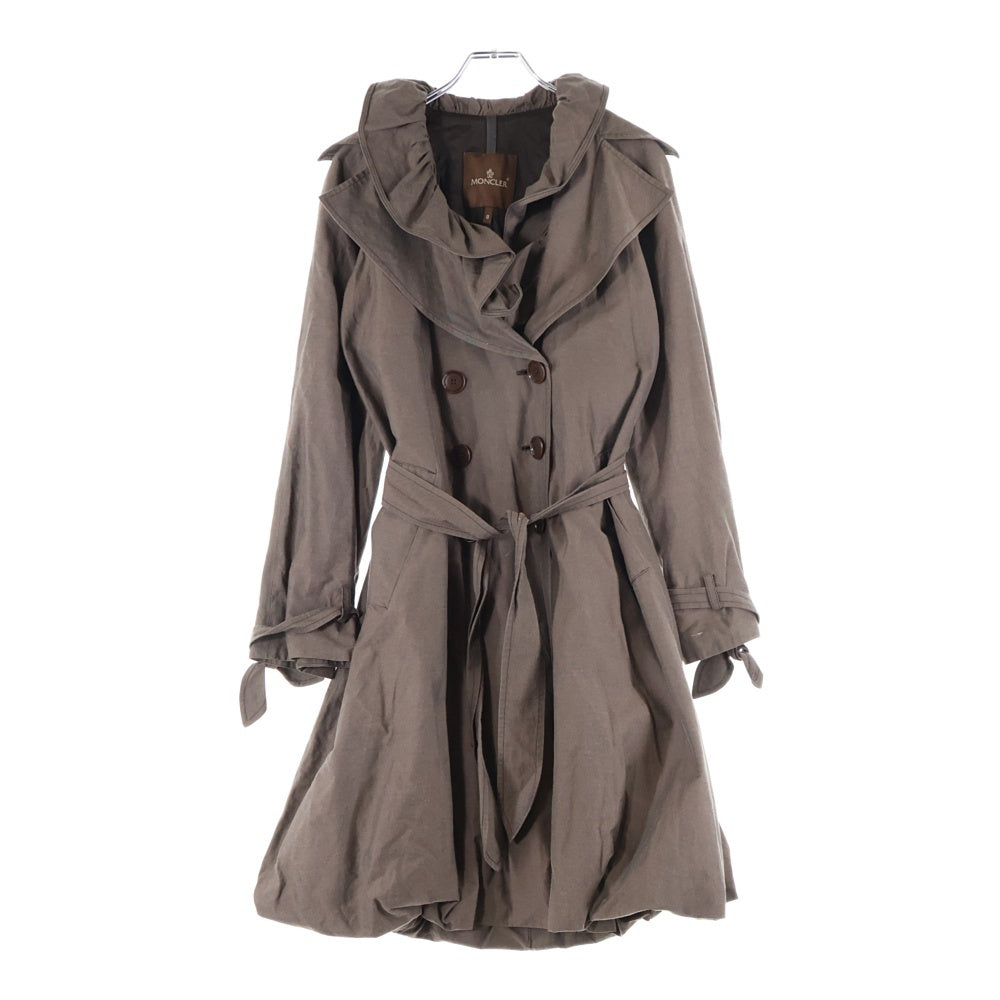 モンクレール MONCLER スプリングコート ブラウン サイズ2 MONCLER(モンクレール) ギャザーカラー コットン チェスターコート