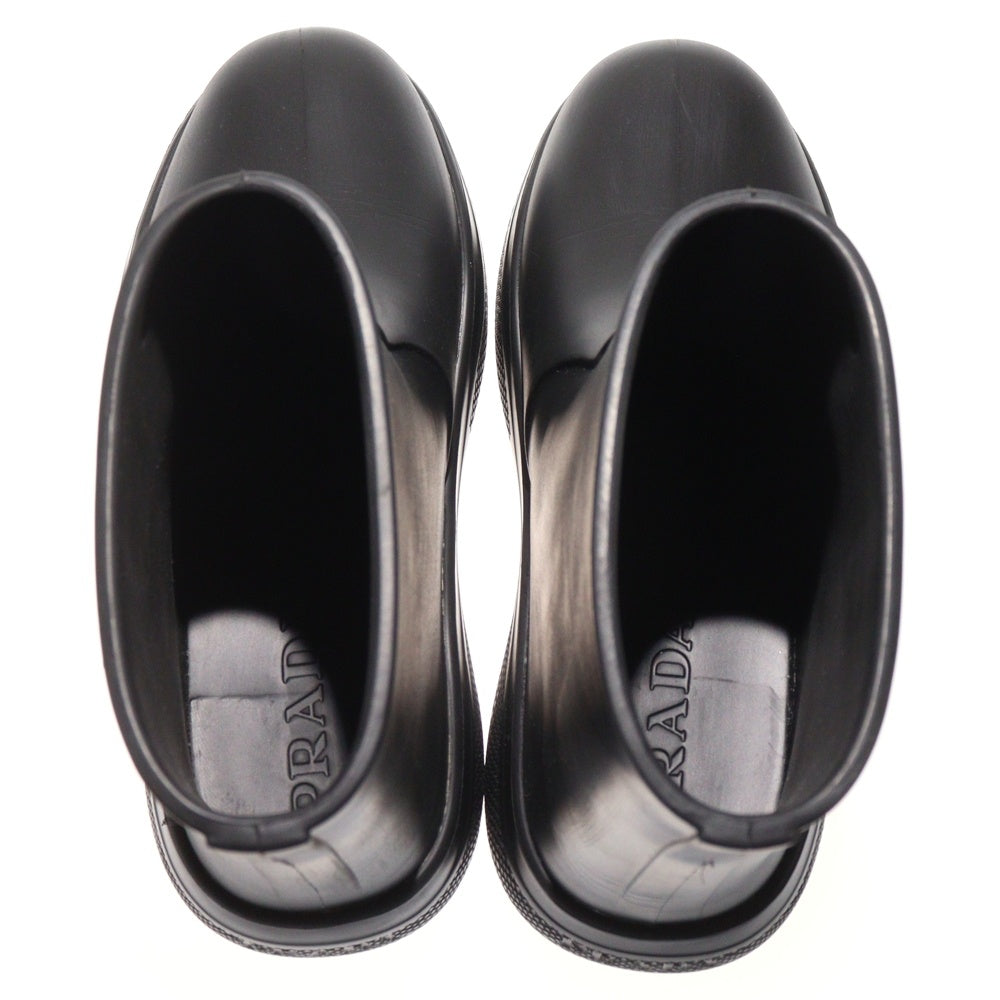 PRADA(プラダ) トライアングルロゴ ラバー ブーティー レイン ショートブーツ ブラック レディース 1T859M