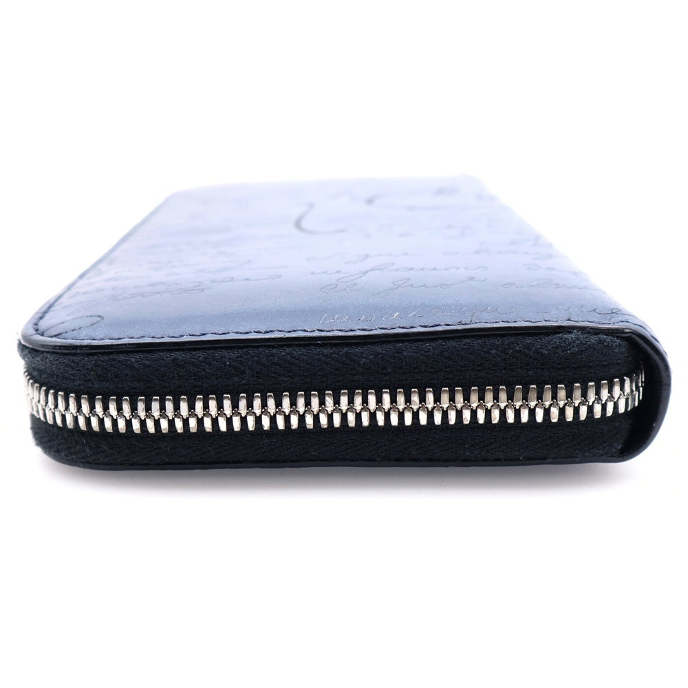 Berluti(ベルルッティ) カリグラフィ ロングウォレット 長財布 カードケース ブルー レザー シルバー金具