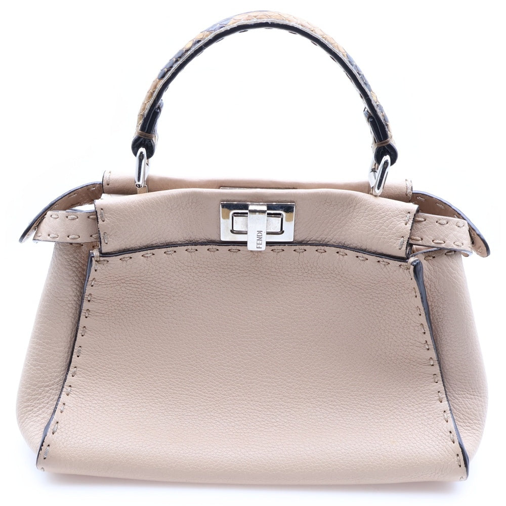 FENDI(フェンディ) ピーカブー ミニ セレリア ハンドバッグ ベージュ レザー×パイソン 8BN244 レディース
