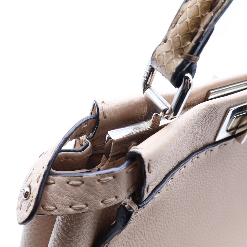 FENDI(フェンディ) ピーカブー ミニ セレリア ハンドバッグ ベージュ レザー×パイソン 8BN244 レディース