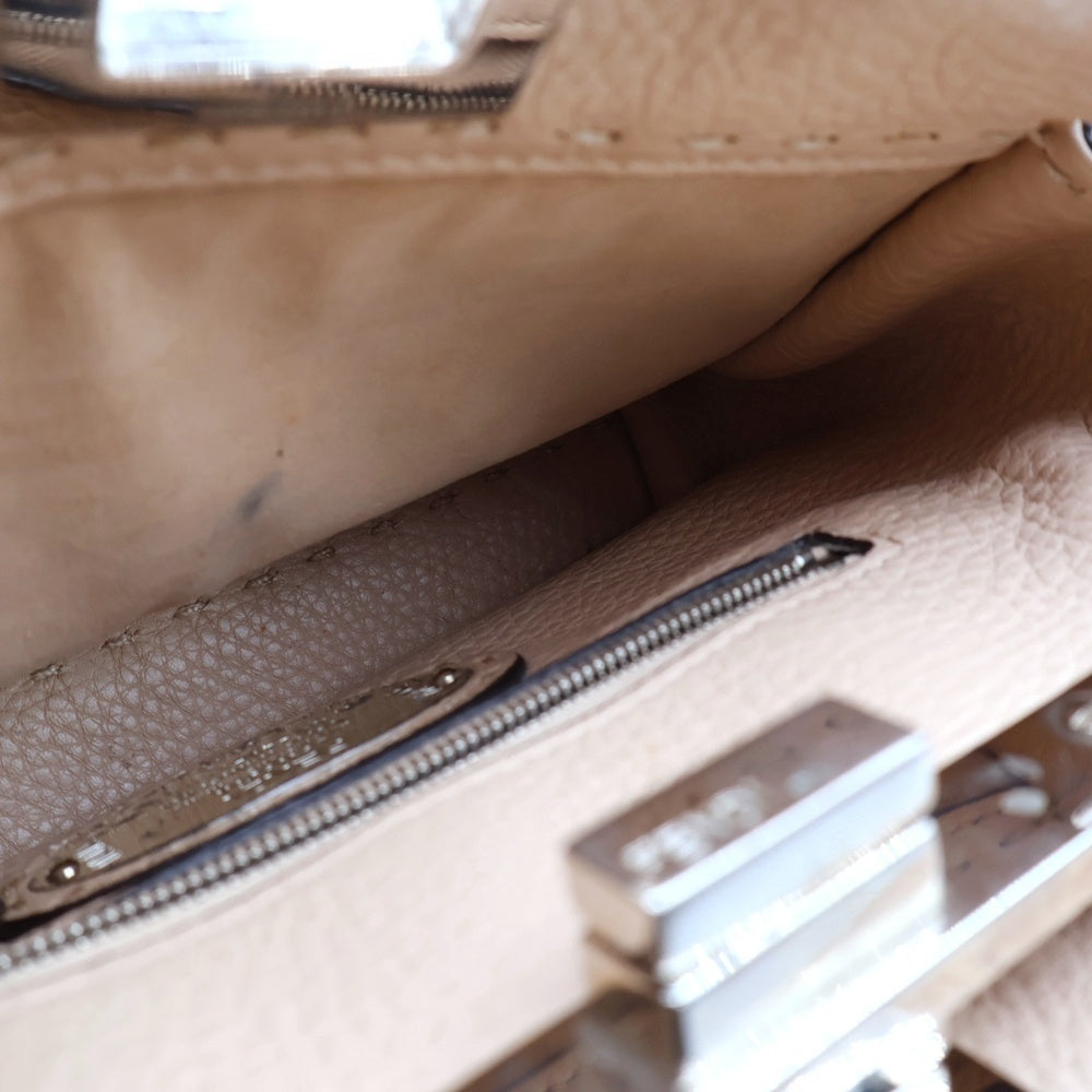 FENDI(フェンディ) ピーカブー ミニ セレリア ハンドバッグ ベージュ レザー×パイソン 8BN244 レディース