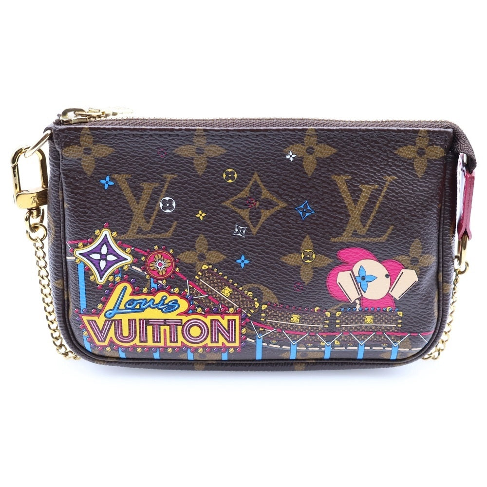 LOUIS VUITTON(ルイヴィトン) ミニポシェット アクセソワール ヴィヴィエンヌ ホリデー ポーチ 小物入れ ミニチェーンバッグ ブラウン×ピンク M69752 ゴールド金具 レディース