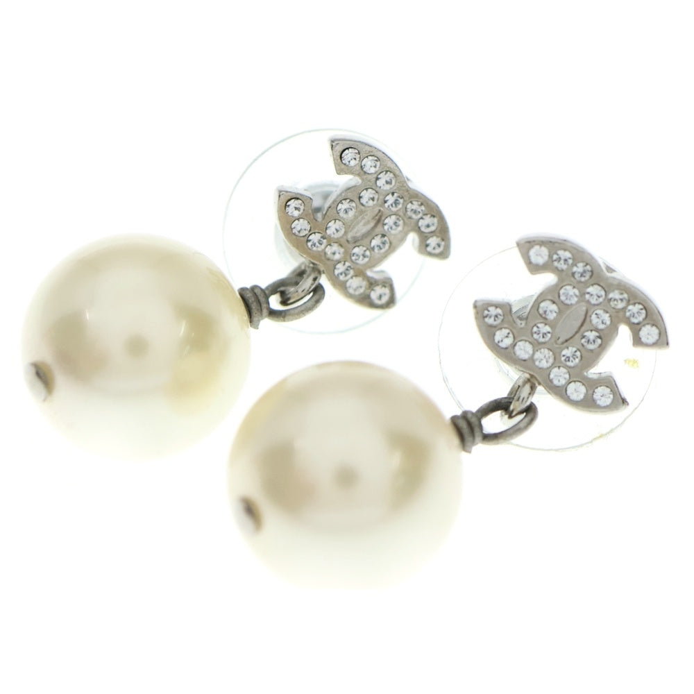 CHANEL(シャネル) ココマーク ラインストーン パールピアス シルバー