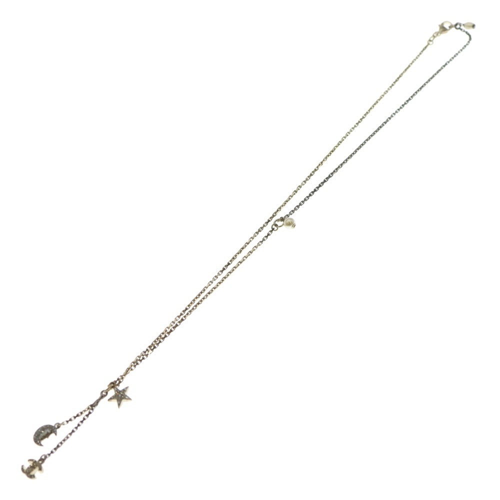 CHANEL(シャネル) スター&ムーン&ココマーク ラインストーン ネックレス ペンダント チェーン ゴールド GP レディース