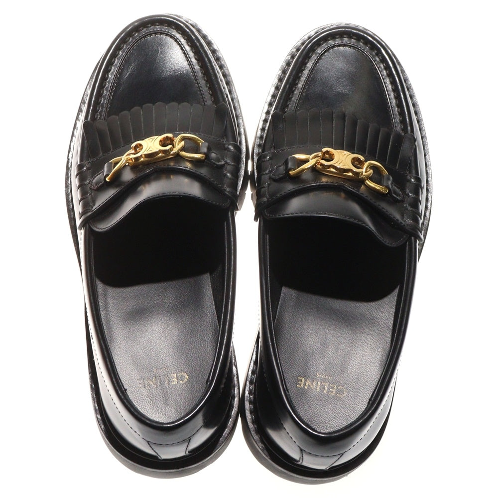 CELINE(セリーヌ) トリオンフ ロゴプレート レザー タッセル ローカットシューズ ローファー ブラック レディース