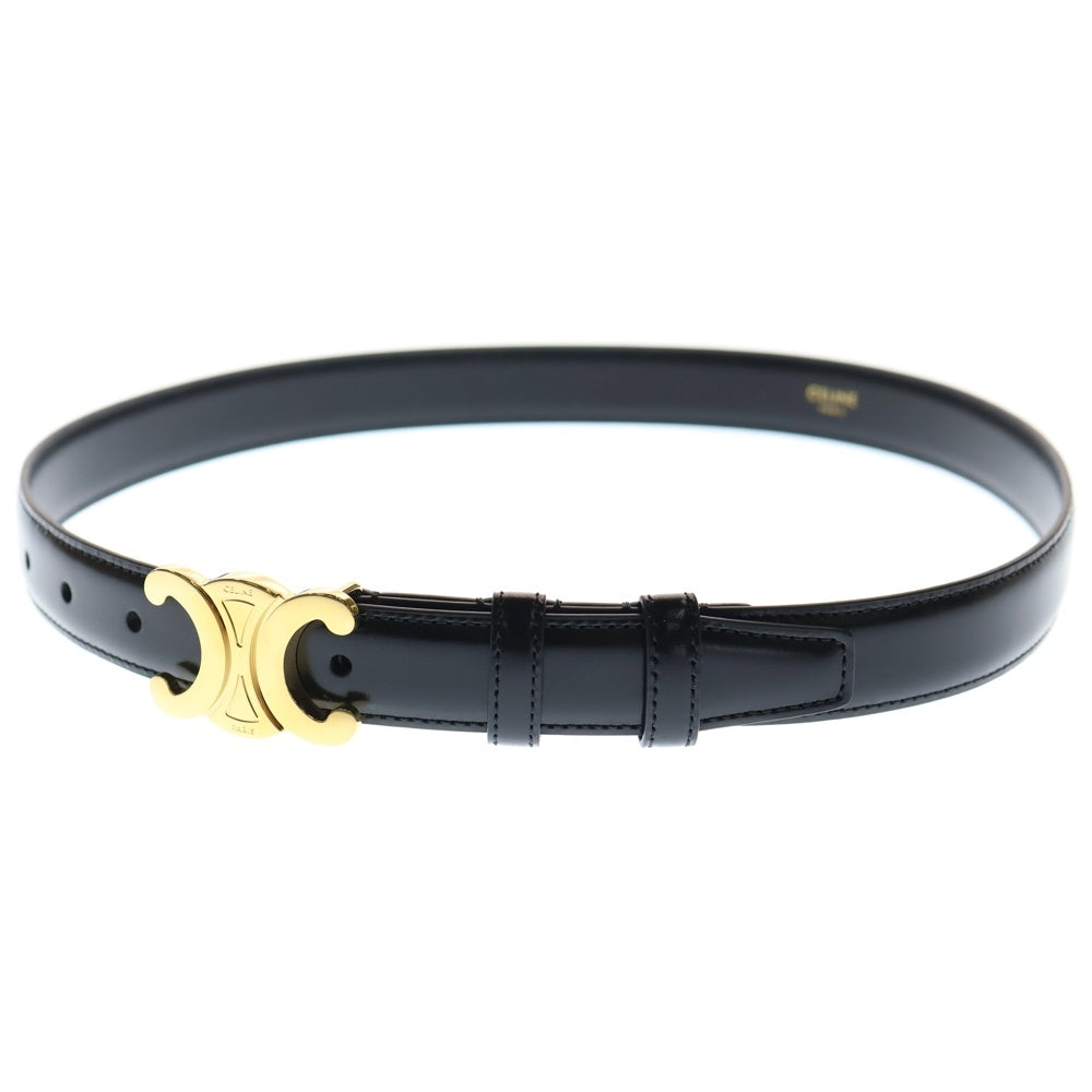 CELINE セリーヌ トリオンフ レザーベルト 黒 ゴールド金具 ユニセックス CELINE(セリーヌ) トリオンフ ベルト ブラック レザー ゴールド金具