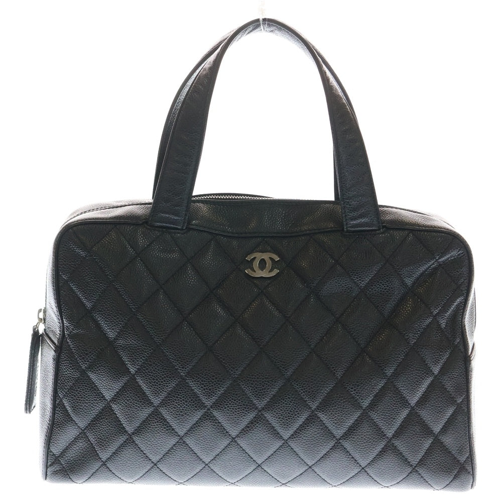 CHANEL(シャネル) マトラッセ ミニボストンバッグ ブラック キャビアスキン シルバー金具