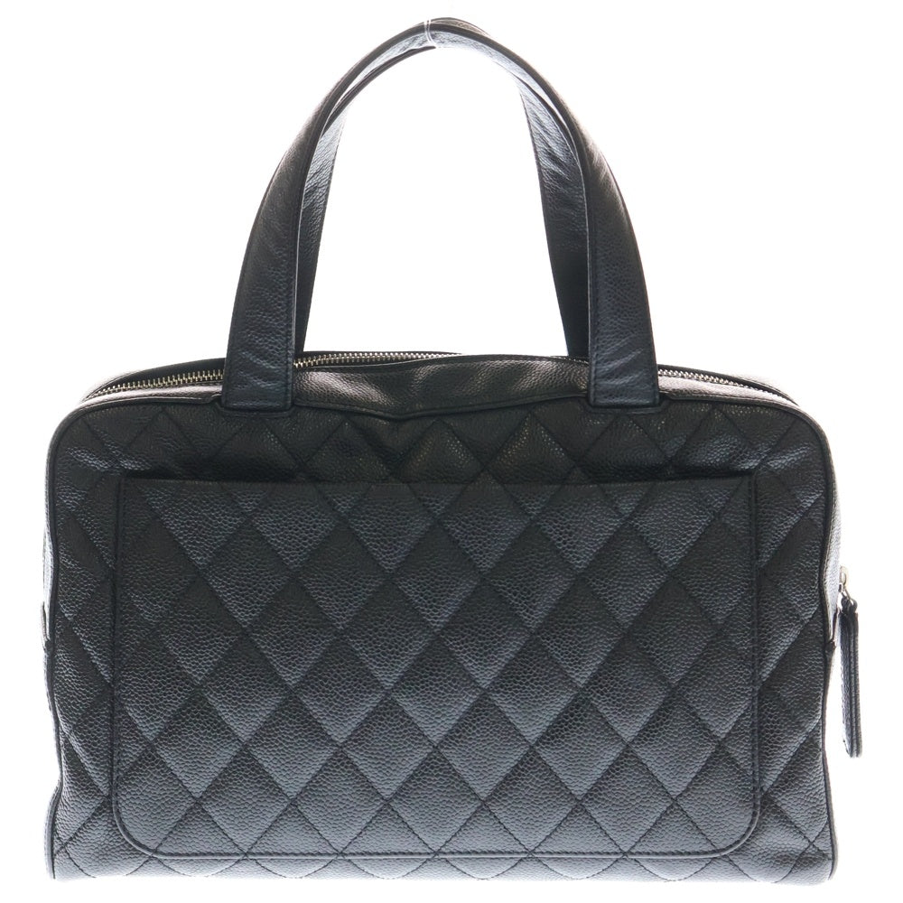 CHANEL(シャネル) マトラッセ ミニボストンバッグ ブラック キャビアスキン シルバー金具