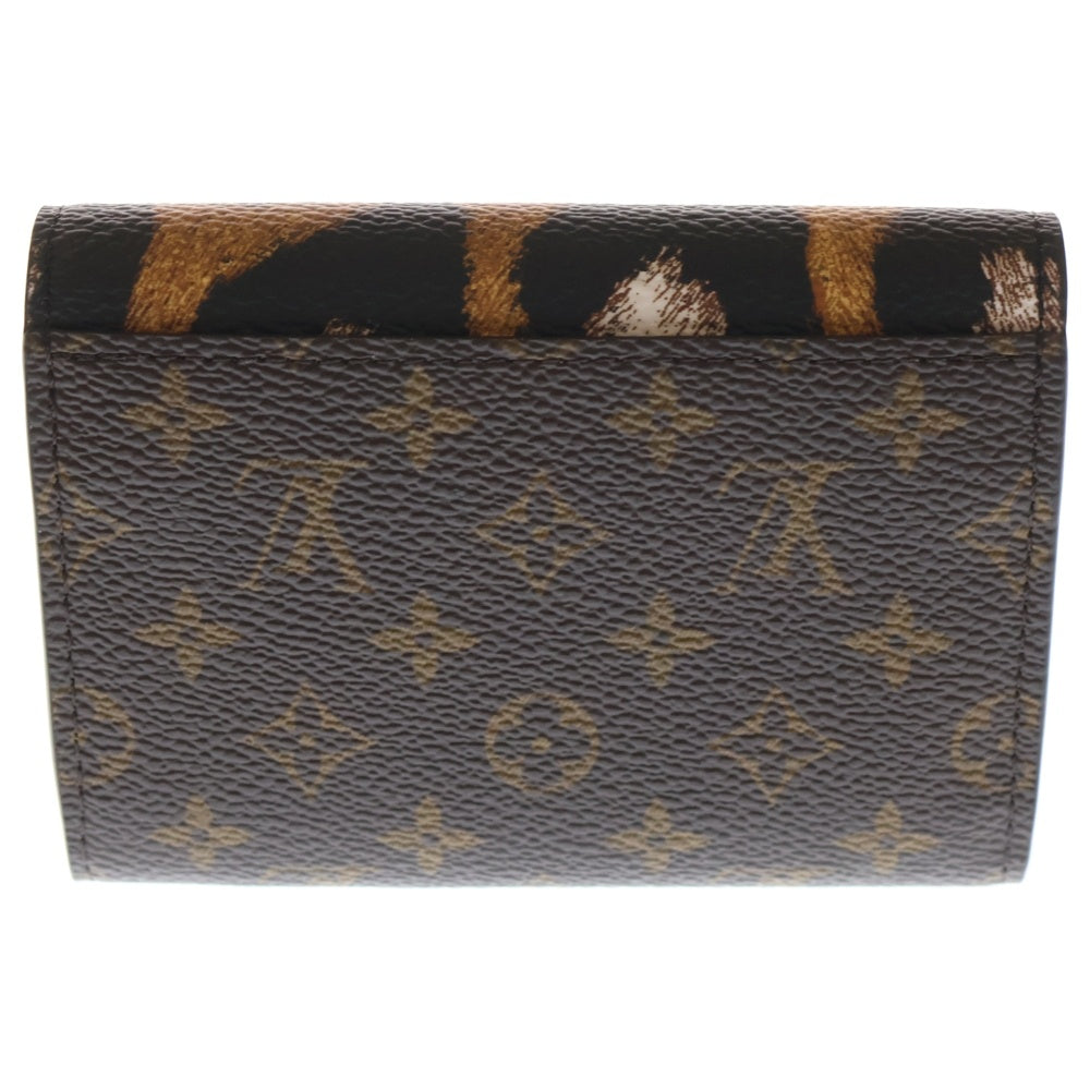 LOUIS VUITTON(ルイヴィトン) モノグラム ポルトモネ・ロザリ アニマルモチーフ レオパード コンパクトウォレット 三つ折り財布 ブラウン M13852 ゴールド金具