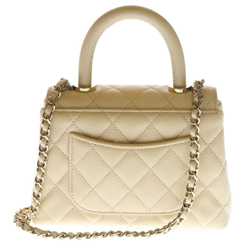 CHANEL(シャネル) ココハンドル エクストラミニ キャビアスキン レザーハンドバッグ ショルダーバッグ ベージュ シャンパンGD金具 AP4244 レディース