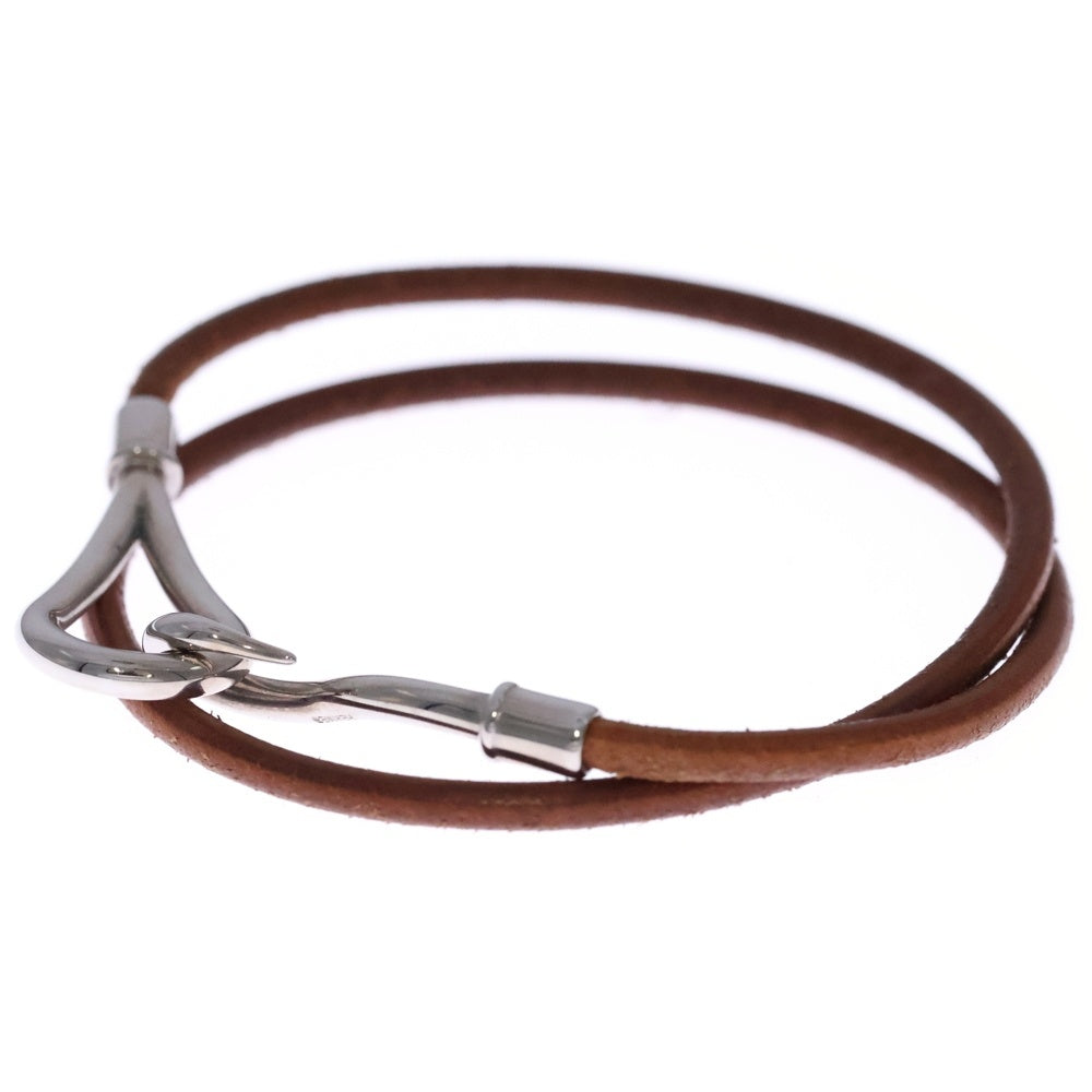 HERMES(エルメス) ジャンボフック ブレスレット ブラウン シルバー金具 レザー アクセサリー