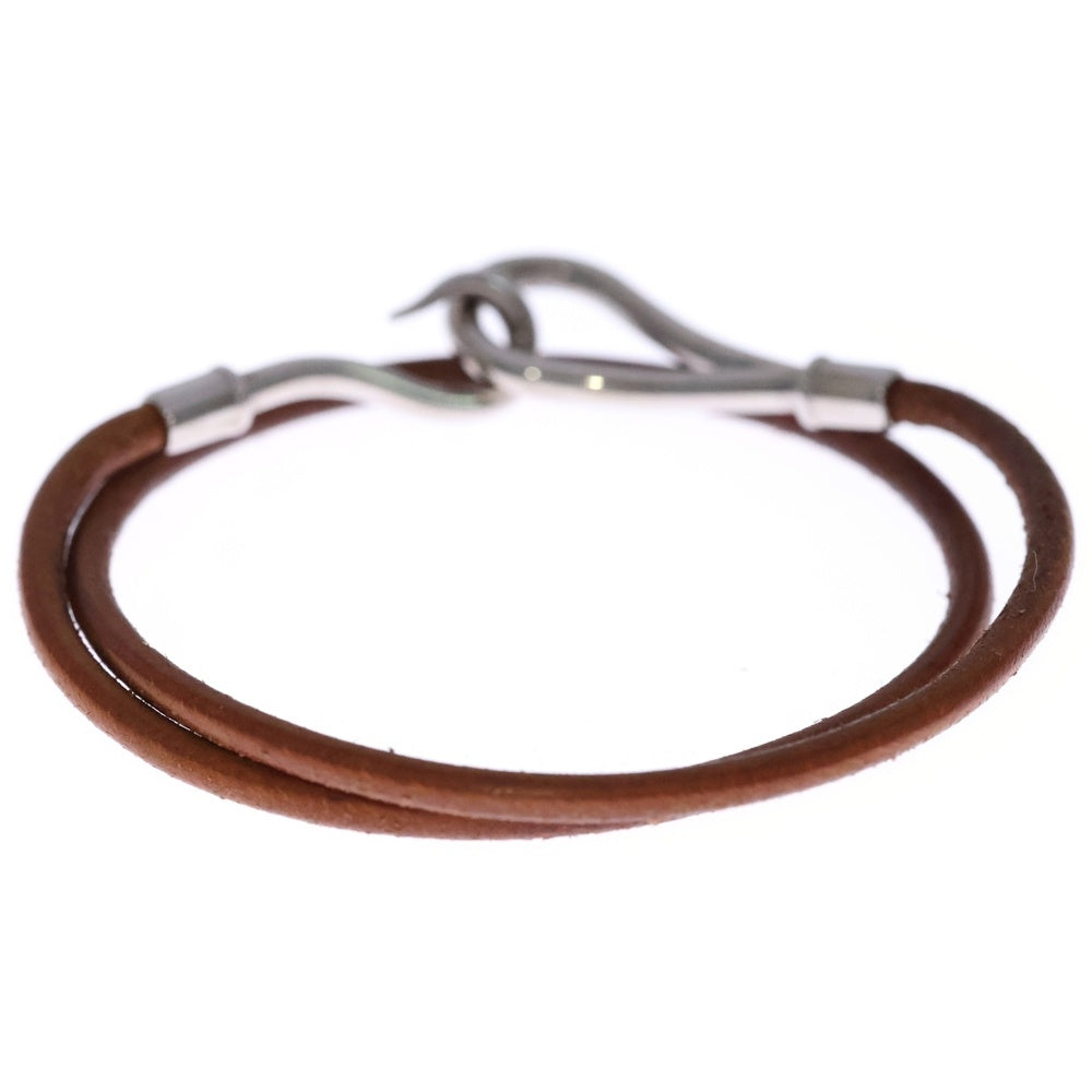 HERMES(エルメス) ジャンボフック ブレスレット ブラウン シルバー金具 レザー アクセサリー