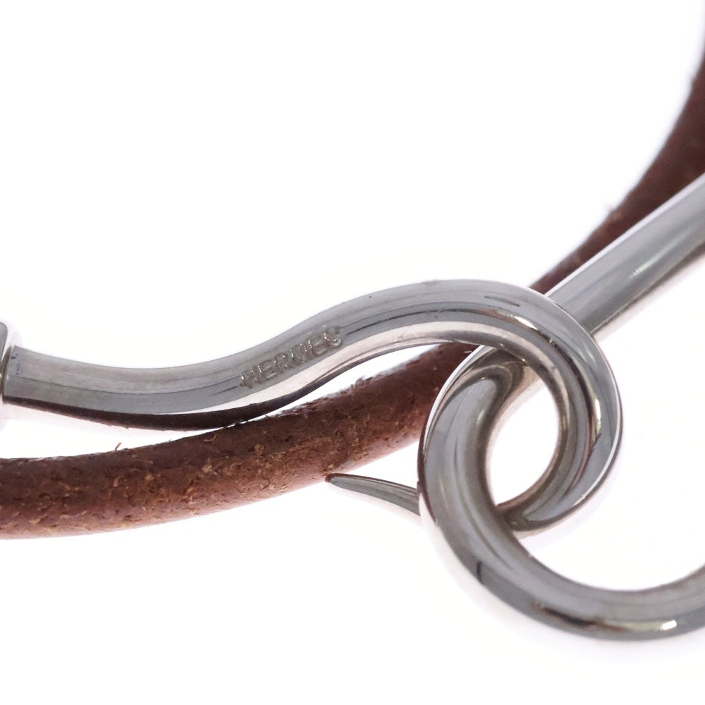 HERMES(エルメス) ジャンボフック ブレスレット ブラウン シルバー金具 レザー アクセサリー