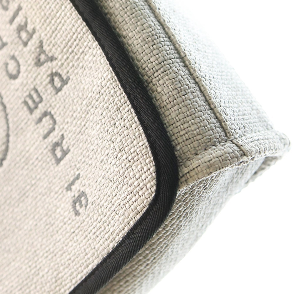 CHANEL(シャネル) ドーヴィル ココマーク ラフィア Wチェーンショルダーバッグ グレー SV金具