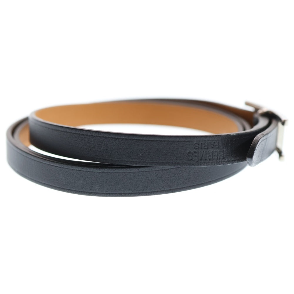 HERMES(エルメス) ビーアピ ドゥブルトゥール レザーブレスレット ブラック SV金具 C刻印