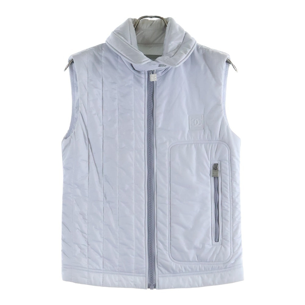 CHANEL(シャネル) 04AW ココマーク エンボスロゴ ジップアップ ノースリーブ ダウンベスト グレー レディース P24096V15285