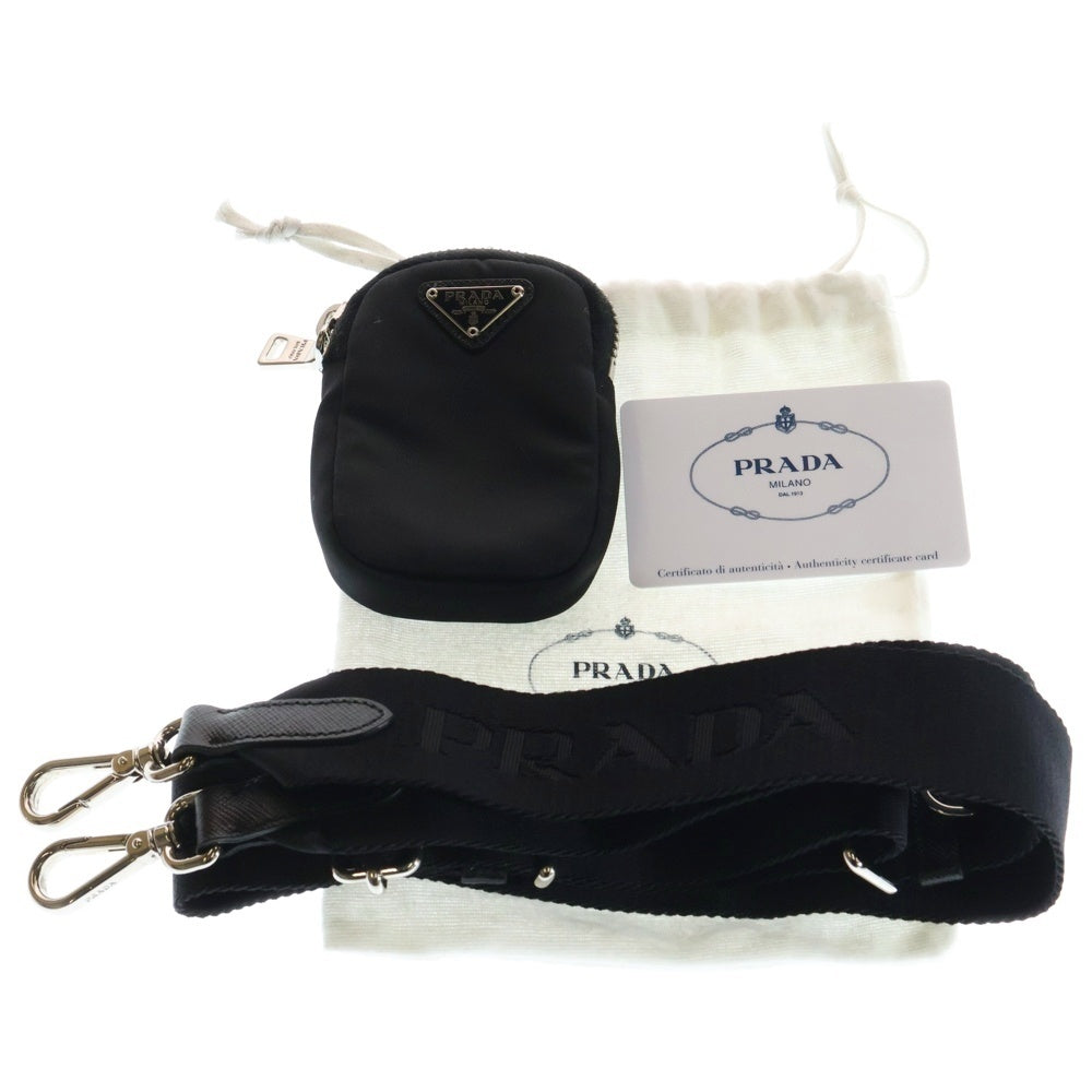 PRADA(プラダ) テスート 2WAYハンドバッグ ショルダーバッグ ミニバッグ ブラック レザー×パテント 1BB846 シルバー金具 レディース