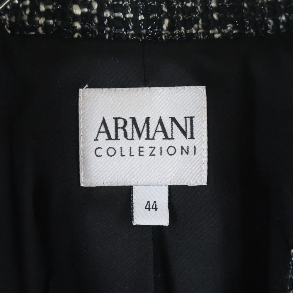 ARMANI COLLEZIONI(アルマーニ コレツィオーニ) ウール ラメ ツイード 3B テーラードジャケット ブラック KMG42T KM171 レディース