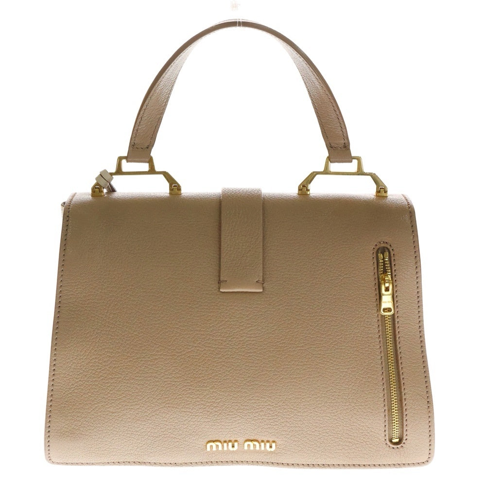 miumiu(ミュウミュウ) マドラス 2WAYバッグ ショルダーバッグ ハンドバッグ ピンクベージュ レザー 5BA108 ゴールド金具 レディース