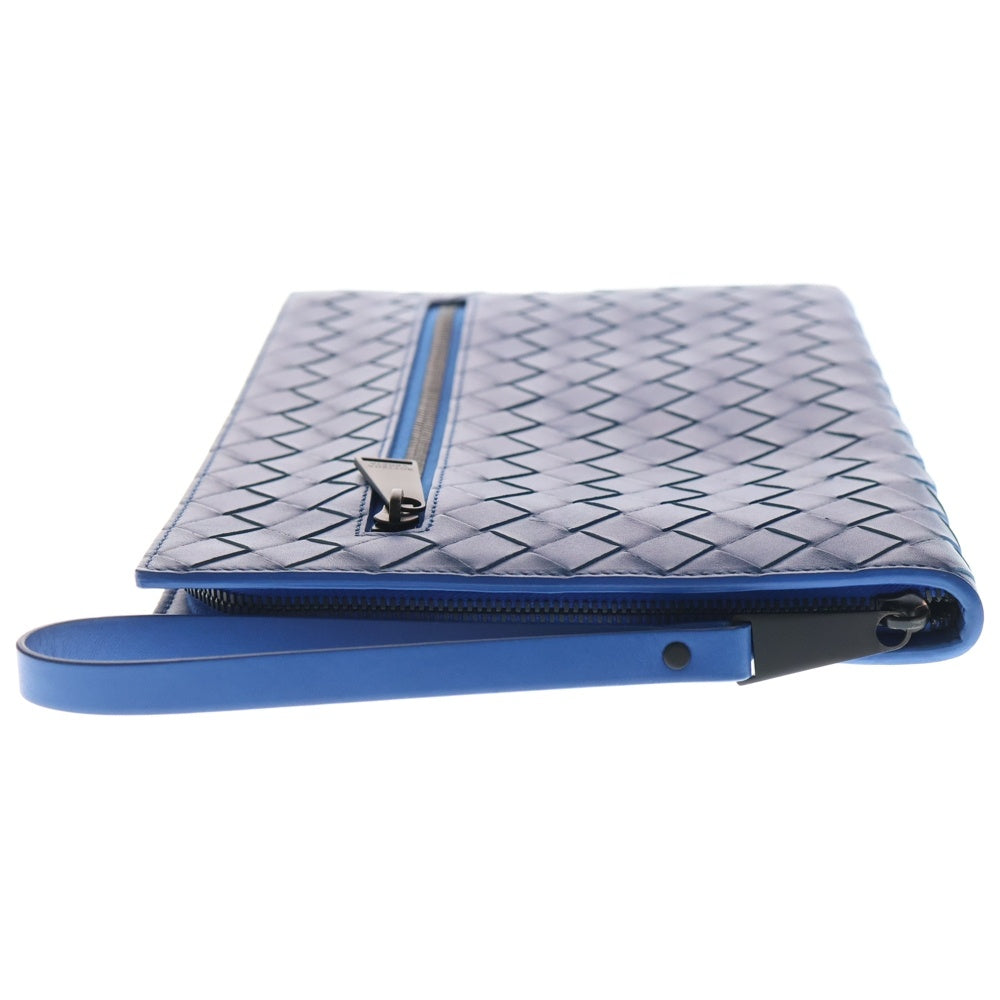 BOTTEGA VENETA(ボッテガヴェネタ) イントレチャート スモール クラッチバッグ セカンドバッグ リストレット ドキュメントケース ブルー レザー レディース