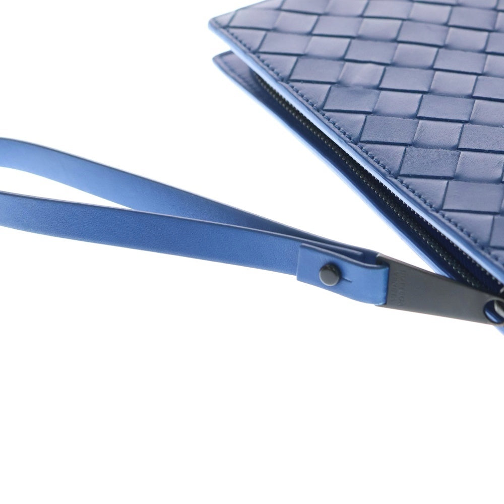 BOTTEGA VENETA(ボッテガヴェネタ) イントレチャート スモール クラッチバッグ セカンドバッグ リストレット ドキュメントケース ブルー レザー レディース