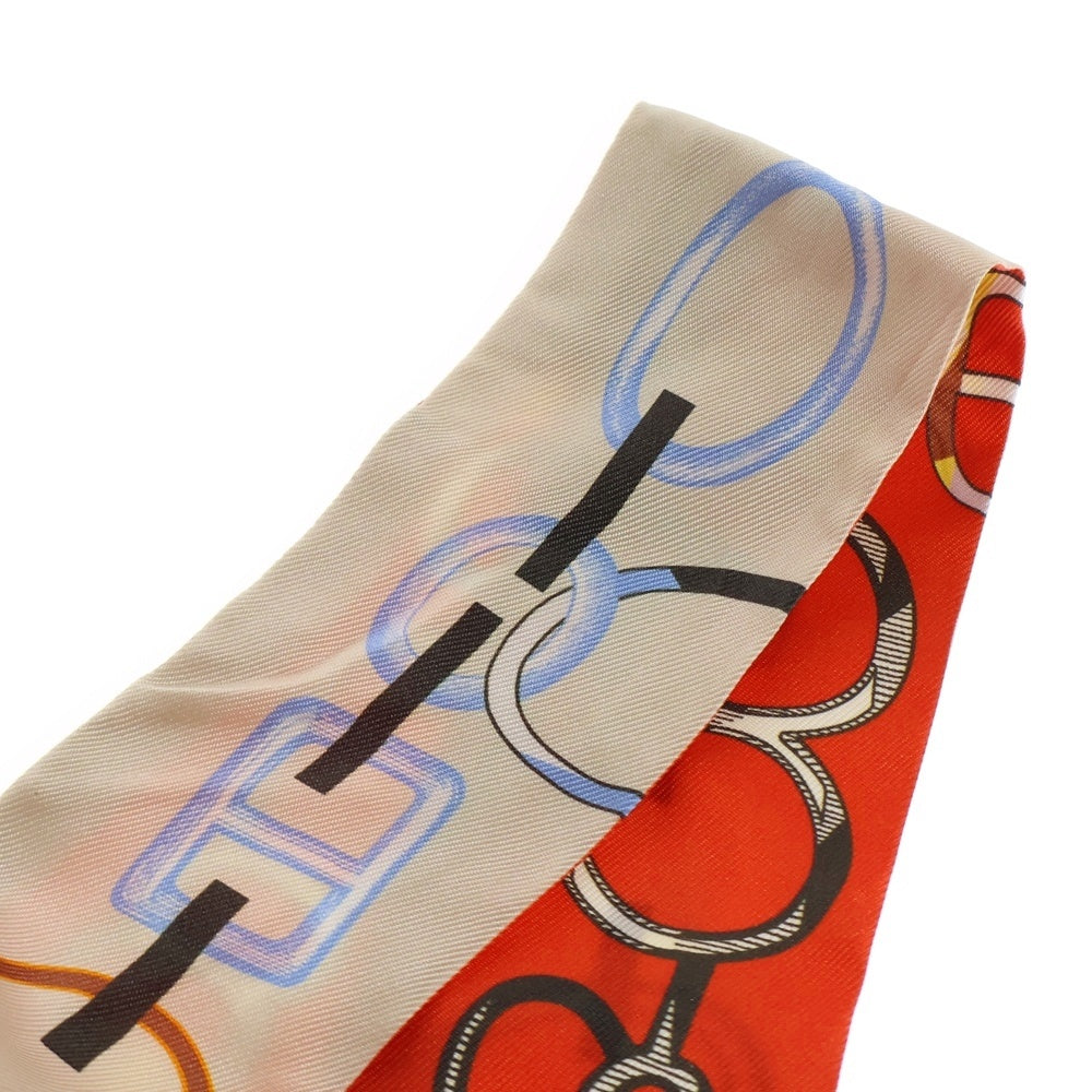 HERMES(エルメス) ツイリー ド・レ・ブックル シルクスカーフ オレンジ×アイボリー レディース