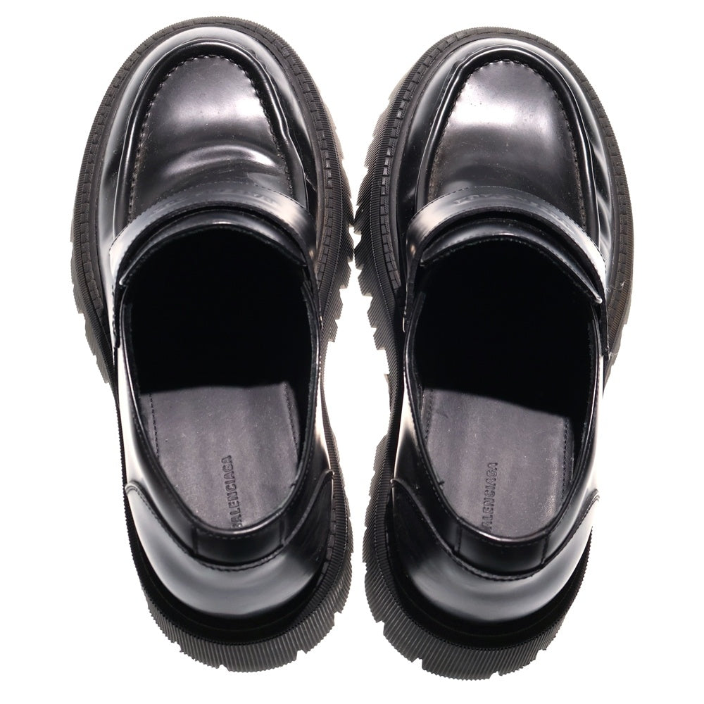 BALENCIAGA(バレンシアガ) TRACTOR トラクター エンボスロゴ レザー 厚底 ローファー ローカットシューズ ブラック 760433