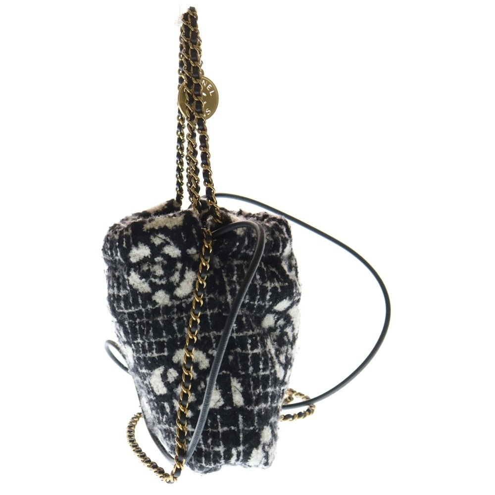 CHANEL(シャネル) シャネル22 カメリア 2WAY ショルダーバッグ ハンドバッグ ホワイト×ブラック ウール AS3980 レディース