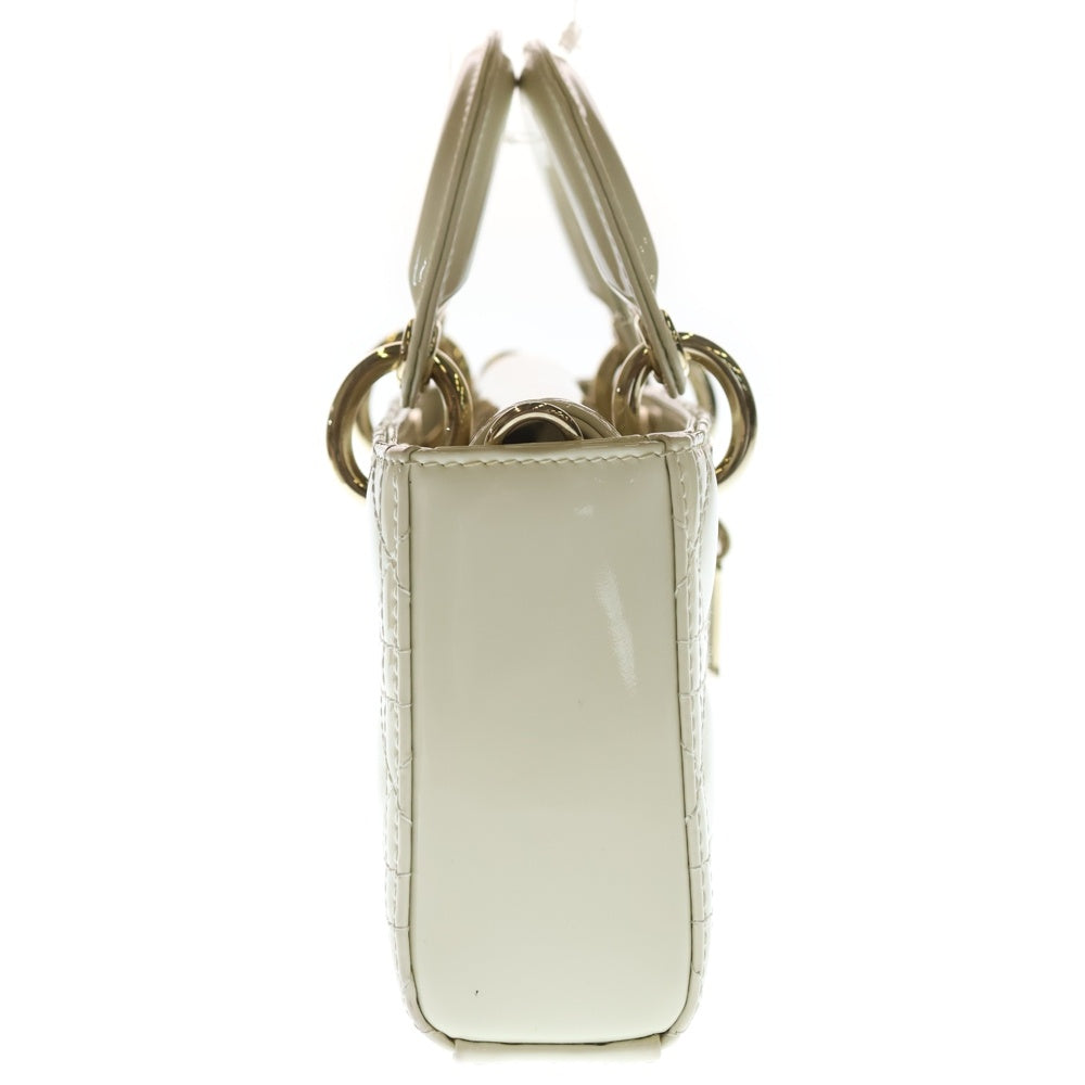 Christian Dior(クリスチャンディオール) Lady D-Joy スモール 2WAYバッグ ハンドバッグ ショルダーバッグ チェーンバッグ アイボリー ホワイト パテント ゴールド金具 レディース